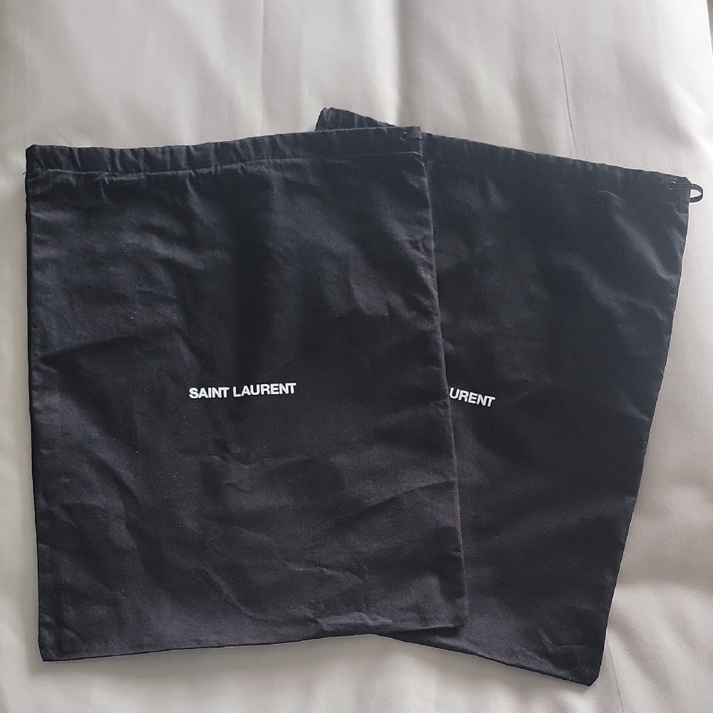 Saint Laurent 2 dua Black Logo Dust Bags